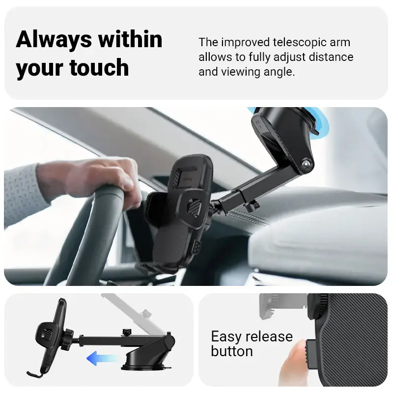 Suporte para automóvel Crong Carclip para painel e para-brisas, passivo, para smartphones, preto (carbono)