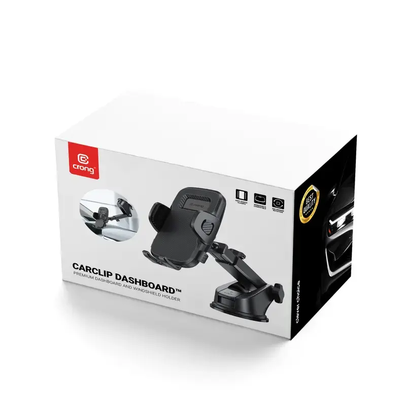 Suporte para automóvel Crong Carclip para painel e para-brisas, passivo, para smartphones, preto (carbono)