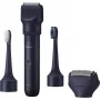 Aparador de viagem Panasonic X-Shape Travel — azul, bateria de iões de lítio, integrada, acessórios múltiplos (barba, corpo, cabelo, máquina de barbear, escova de dentes), 1–30 mm, 196×49×43 mm