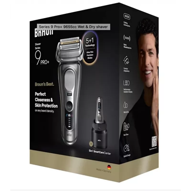 Máquina de barbear Braun Series 9 Pro+ 9655cc aparador cinzento