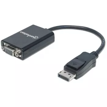 manhattan-cabo conversor displayport-para-vga-hd15-15cm-macho-para-fêmea-ativo-dp-com-bloqueio-preto-garantia-vitalícia-compatível-com-dp2vga2