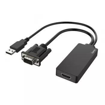 Adaptador de cabo de vídeo Hama 00200342 0,15 m USB Type-A + VGA (D-Sub) HDMI preto