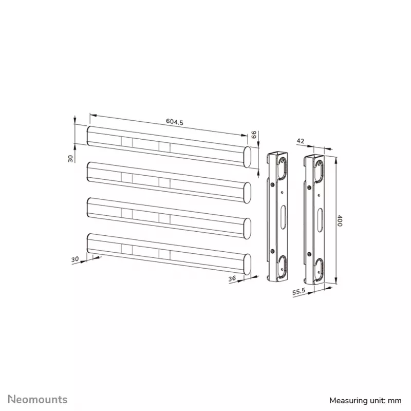 Conjunto de extensão VESA Neomounts AFL55-975BL 86-115 polegadas - máx. 160 kg