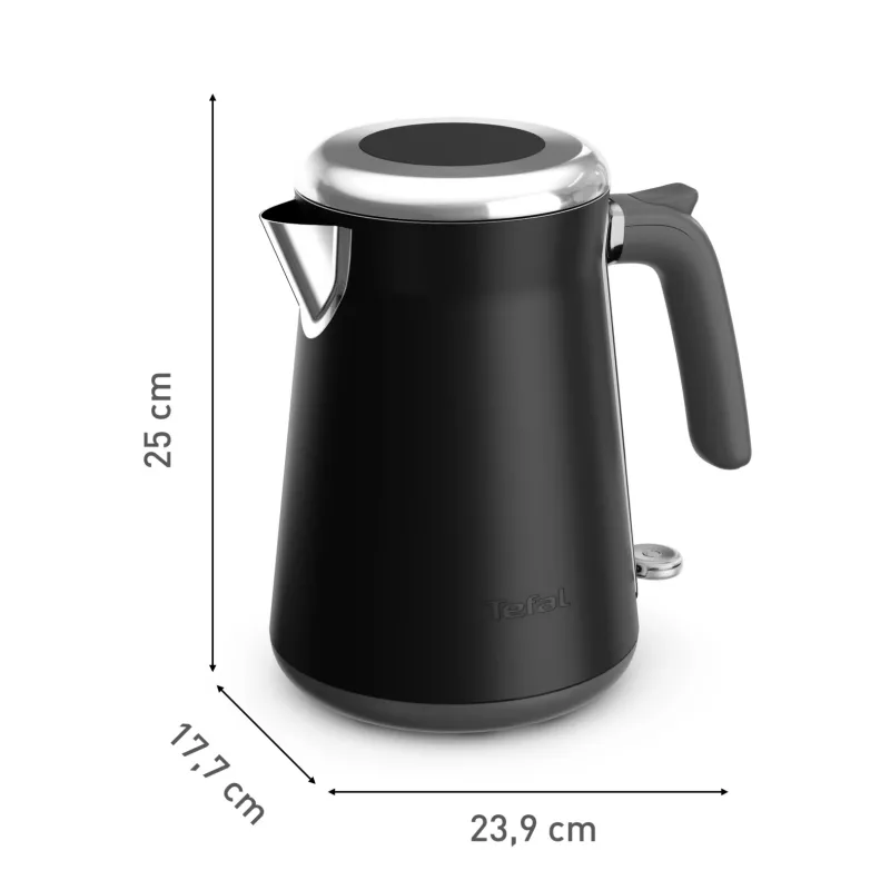 Chaleira elétrica Tefal KI6668E0 — 1,7 l, 2400 W, corpo em aço inoxidável, preto