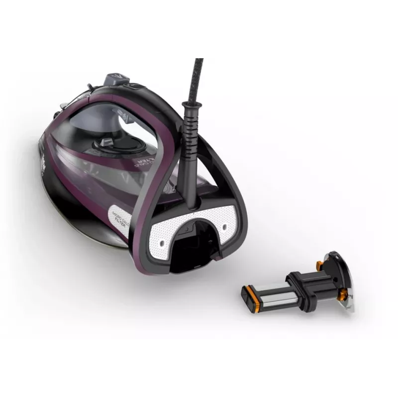 Ferro de engomar a vapor Tefal Ultimate Pure FV9835 — 3000 W, 55 g/min vapor contínuo, 240 g/min golpe de vapor, depósito de água 0,35 l, cabo 2,5 m, sistema de descalcificação