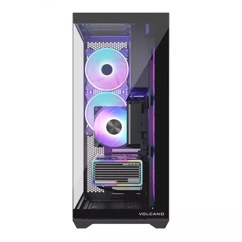 Caixa de PC Full-Tower MODECOM Volcano SPACE XL ARGB — Full Tower, suporte E-ATX, vidro temperado, ARGB, GPU até 440 mm