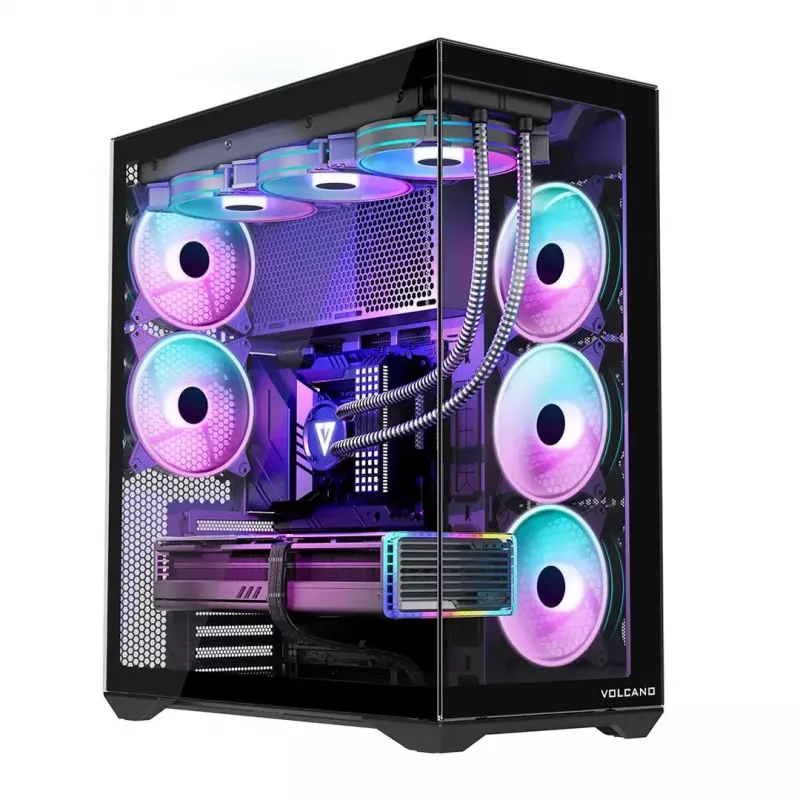 Caixa de PC Full-Tower MODECOM Volcano SPACE XL ARGB — Full Tower, suporte E-ATX, vidro temperado, ARGB, GPU até 440 mm
