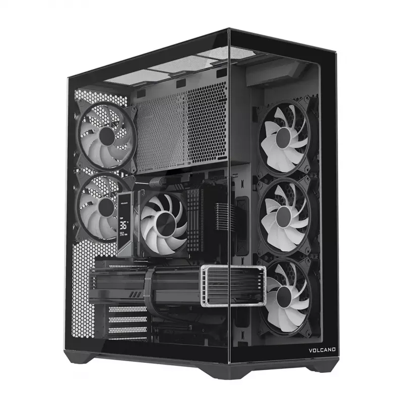 Caixa de PC Full-Tower MODECOM Volcano SPACE XL ARGB — Full Tower, suporte E-ATX, vidro temperado, ARGB, GPU até 440 mm