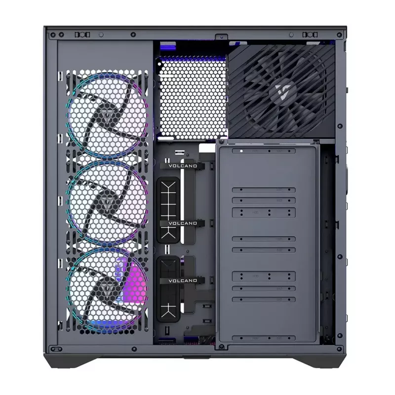 Caixa de PC Full-Tower MODECOM Volcano SPACE XL ARGB — Full Tower, suporte E-ATX, vidro temperado, ARGB, GPU até 440 mm