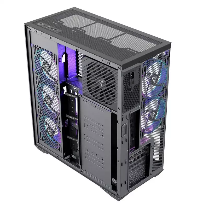 Caixa de PC Full-Tower MODECOM Volcano SPACE XL ARGB — Full Tower, suporte E-ATX, vidro temperado, ARGB, GPU até 440 mm