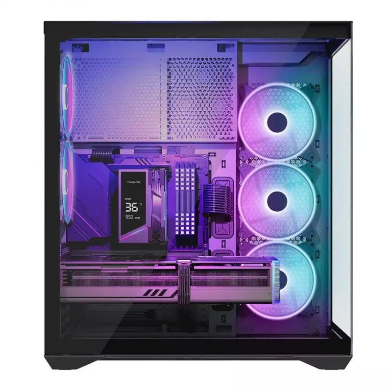 Caixa de PC Full-Tower MODECOM Volcano SPACE XL ARGB — Full Tower, suporte E-ATX, vidro temperado, ARGB, GPU até 440 mm