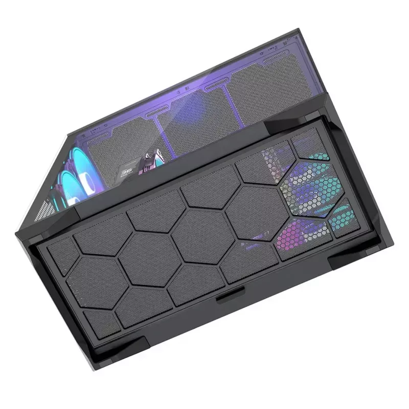 Caixa de PC Full-Tower MODECOM Volcano SPACE XL ARGB — Full Tower, suporte E-ATX, vidro temperado, ARGB, GPU até 440 mm