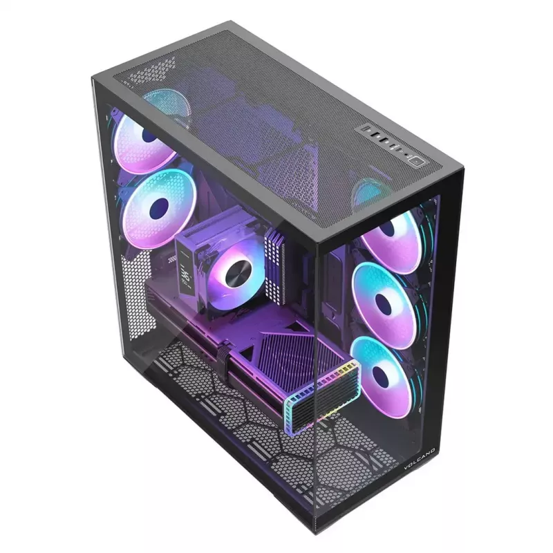 Caixa de PC Full-Tower MODECOM Volcano SPACE XL ARGB — Full Tower, suporte E-ATX, vidro temperado, ARGB, GPU até 440 mm