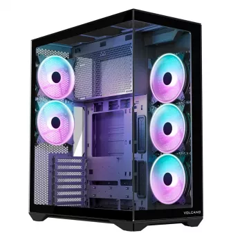 Caixa de PC Full-Tower MODECOM Volcano SPACE XL ARGB — Full Tower, suporte E-ATX, vidro temperado, ARGB, GPU até 440 mm
