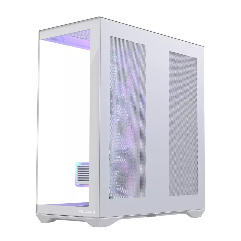 Caixa de PC Full-Tower MODECOM Volcano SPACE XL ARGB FULL TOWER 5F branca — ATX, vidro temperado, ARGB, USB-C