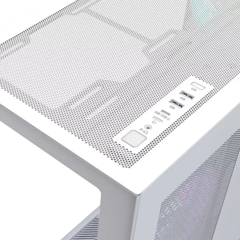 Caixa de PC Full-Tower MODECOM Volcano SPACE XL ARGB FULL TOWER 5F branca — ATX, vidro temperado, ARGB, USB-C