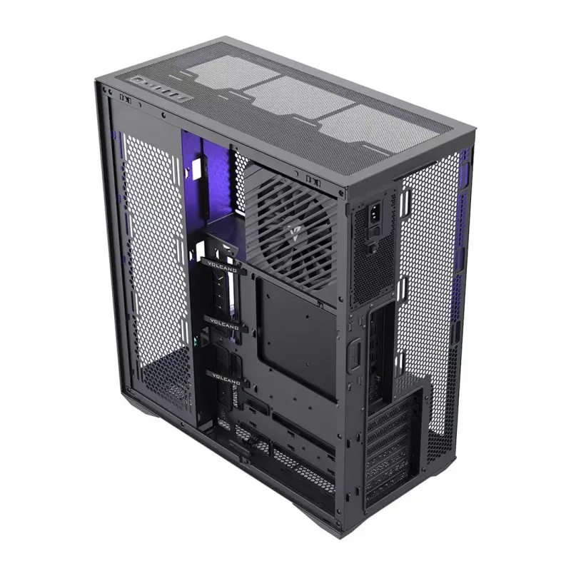 Caixa de PC Full-Tower MODECOM Volcano SPACE XL NF — preta, vidro temperado, ARGB, suporta micro-ATX, GPU até 44 cm, 3×3,5 polegadas/4×2,5 polegadas baías, USB-A 2×, USB-C 1×