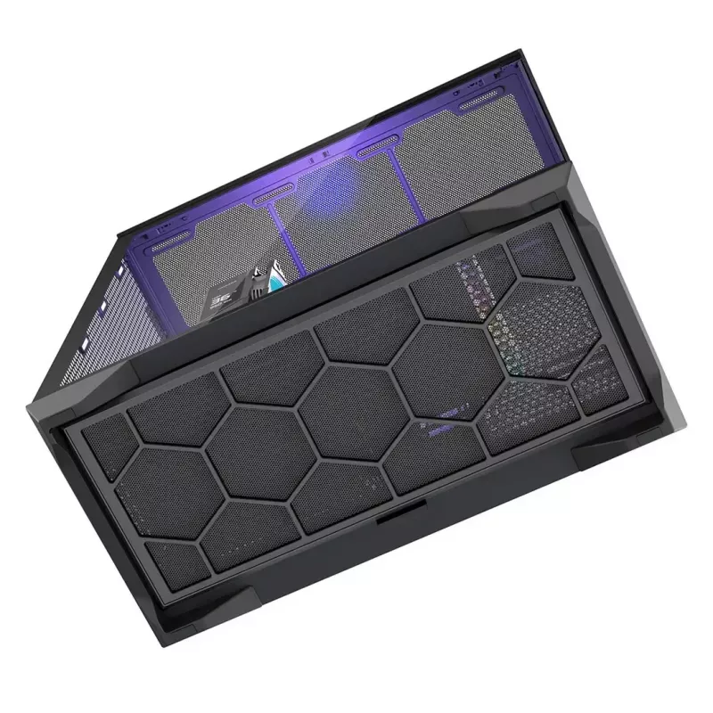Caixa de PC Full-Tower MODECOM Volcano SPACE XL NF — preta, vidro temperado, ARGB, suporta micro-ATX, GPU até 44 cm, 3×3,5 polegadas/4×2,5 polegadas baías, USB-A 2×, USB-C 1×