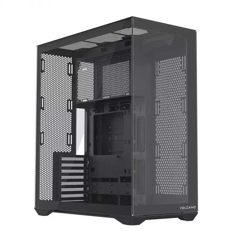 Caixa de PC Full-Tower MODECOM Volcano SPACE XL NF — preta, vidro temperado, ARGB, suporta micro-ATX, GPU até 44 cm, 3×3,5 polegadas/4×2,5 polegadas baías, USB-A 2×, USB-C 1×