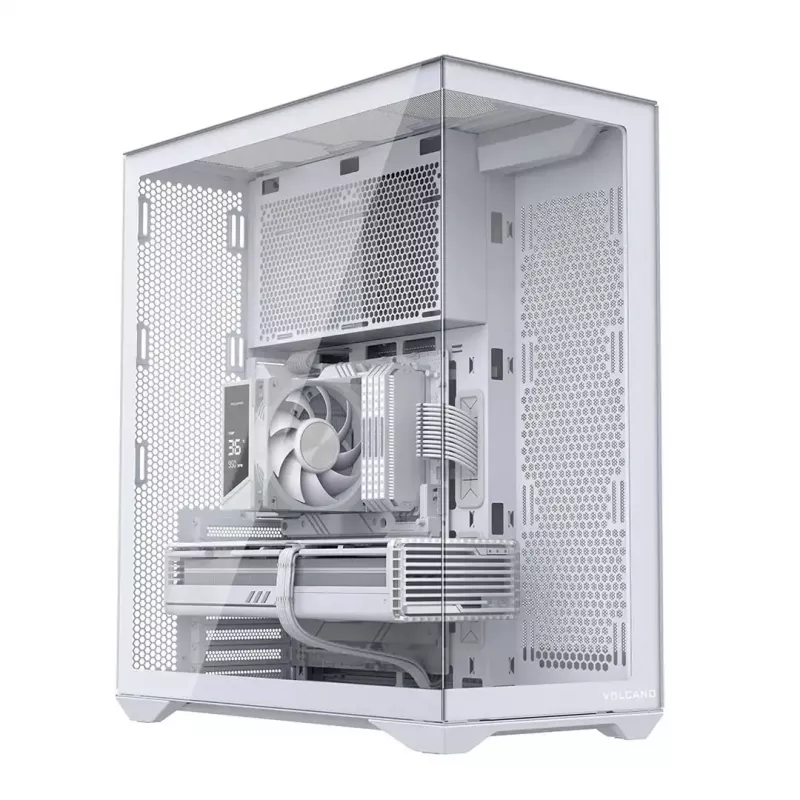 Caixa de PC Full-Tower MODECOM Volcano SPACE XL FULL TOWER NF branca — ARGB, vidro temperado, 8 slots de expansão, GPU até 440 mm