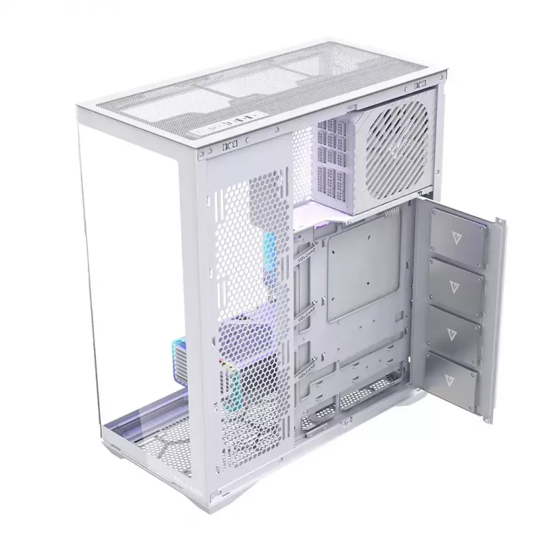 Caixa de PC Full-Tower MODECOM Volcano SPACE XL FULL TOWER NF branca — ARGB, vidro temperado, 8 slots de expansão, GPU até 440 mm
