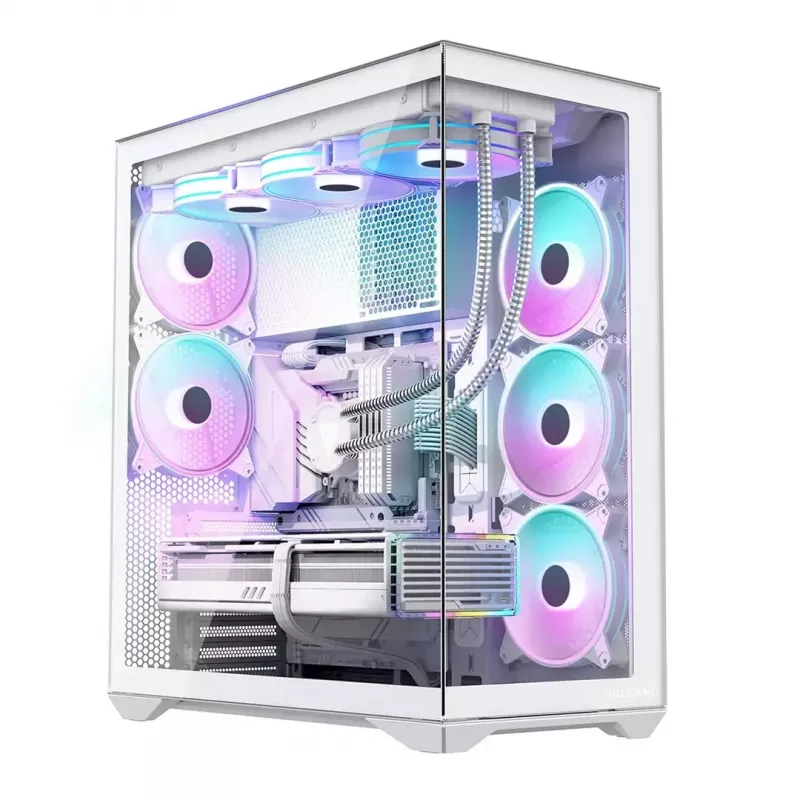 Caixa de PC Full-Tower MODECOM Volcano SPACE XL FULL TOWER NF branca — ARGB, vidro temperado, 8 slots de expansão, GPU até 440 mm