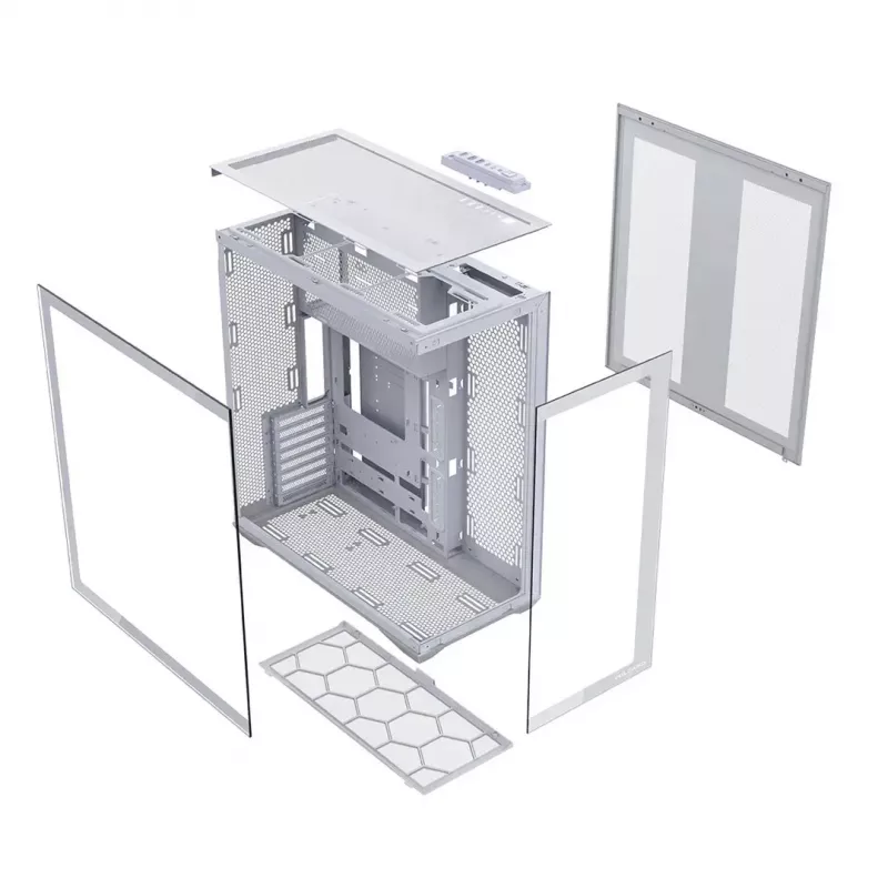 Caixa de PC Full-Tower MODECOM Volcano SPACE XL FULL TOWER NF branca — ARGB, vidro temperado, 8 slots de expansão, GPU até 440 mm