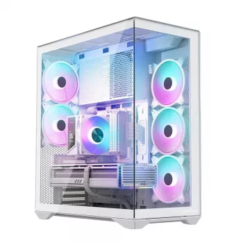 Caixa de PC Full-Tower MODECOM Volcano SPACE XL FULL TOWER NF branca — ARGB, vidro temperado, 8 slots de expansão, GPU até 440 mm