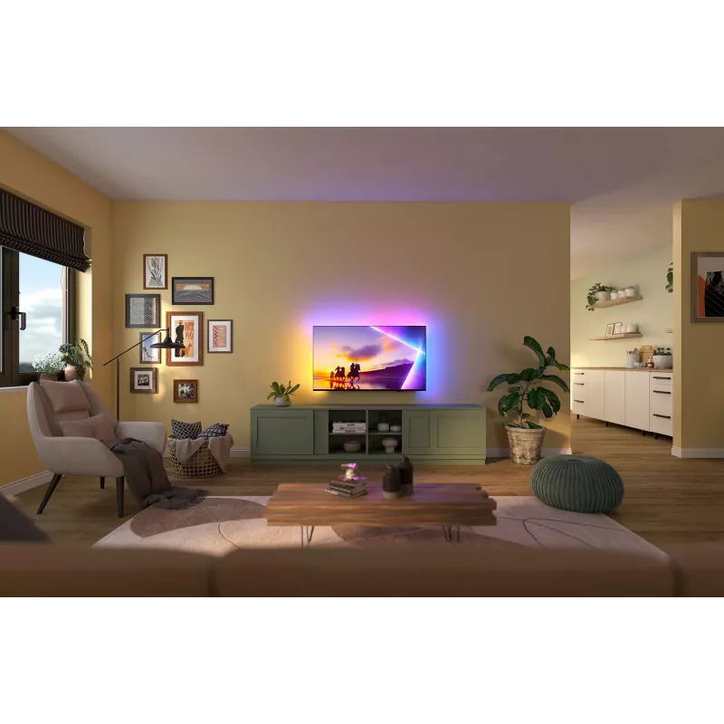 TV Philips 43PUS8450/12 43 polegadas QLED 4K Ultra HD, 3840×2160, Titan OS, Wi‑Fi, Ethernet, preto