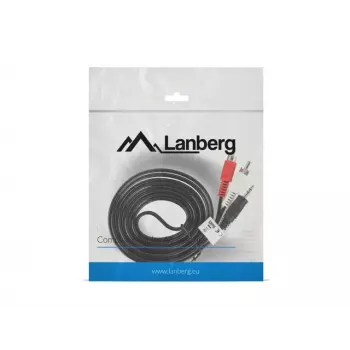 Cabo de áudio Lanberg CA-MJRC-10CC-0020-BK 3,5 mm RCA 2 m preto vermelho branco