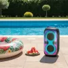 Sistema de altifalantes BLAUPUNKT PB60X — 120W RMS, Bluetooth A2DP, FM, ecrã LED, bateria de 7000mAh, 18h, AUX, comando, 568×322×321 mm