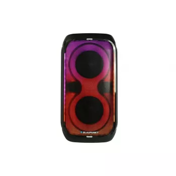 Sistema de altifalantes BLAUPUNKT PB60X — 120W RMS, Bluetooth A2DP, FM, ecrã LED, bateria de 7000mAh, 18h, AUX, comando, 568×322×321 mm