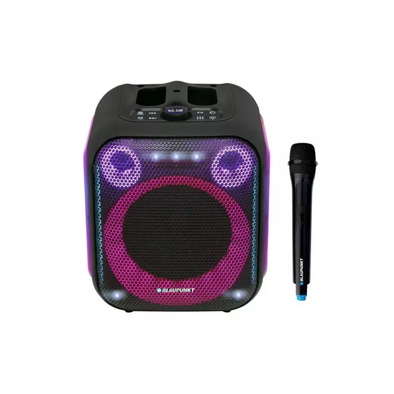 Sistema de altifalantes para interior/exterior BLAUPUNKT PB6LED — 40 W RMS, Bluetooth, FM, MicroSD, indicador LED, bateria de 4500 mAh