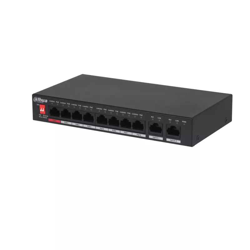 Dahua Technology PoE PFS3010-8ET-96-V2 switch de rede não gerido Gigabit Ethernet (10/100/1000) Power over Ethernet (PoE) preto