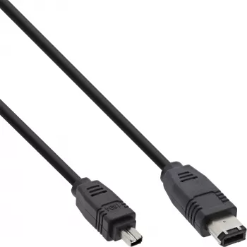 InLine Cabo FireWire 400 1394 6 para 4 pinos ficha 1,8 m, preto, 1,8 m, 6-Pin, 4-Pin, ficha/ficha, 175 mm