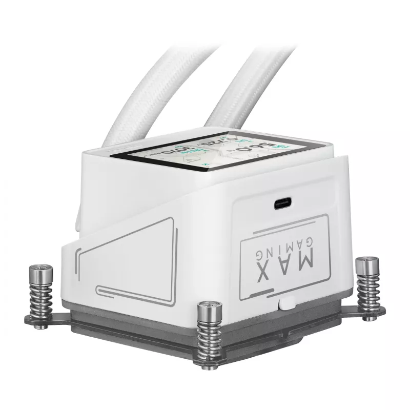 Refrigeração líquida All-in-One ASUS MAX Gaming LC 360 ARGB LCD White Edition, ventoinha de 120 mm, compatível com AM4/AM5/LGA1700