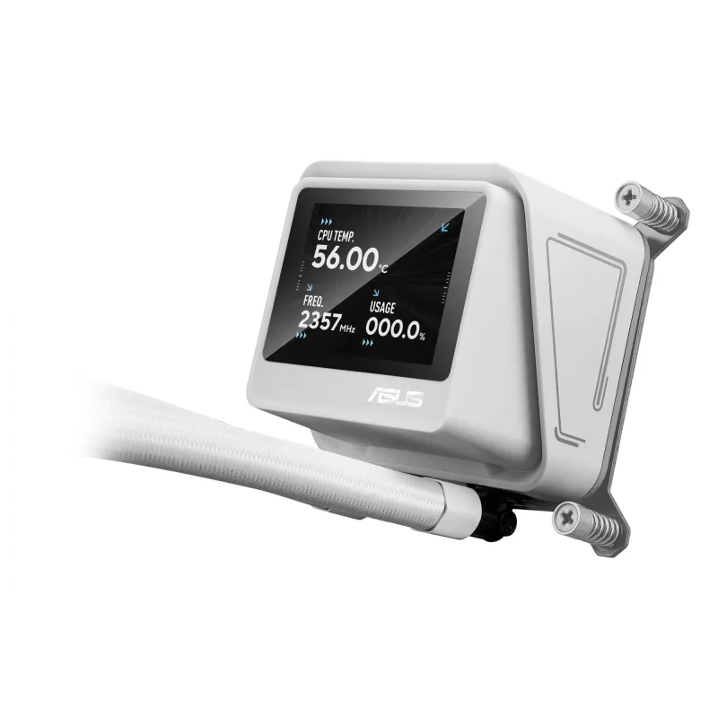 Refrigeração líquida All-in-One ASUS MAX Gaming LC 360 ARGB LCD White Edition, ventoinha de 120 mm, compatível com AM4/AM5/LGA1700