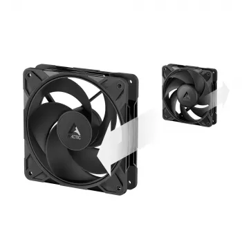 ARCTIC Freezer P12 Pro Reverse de 120 mm — pack de 3 ventoinhas A-RGB PWM, 124 m³/h, rolamento fluido dinâmico