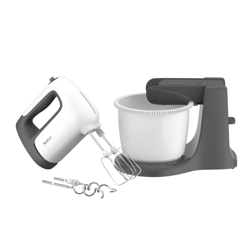 Batedeira manual Tefal PrepMix+ HT464138 com taça de suporte 500 W cinzento/branco