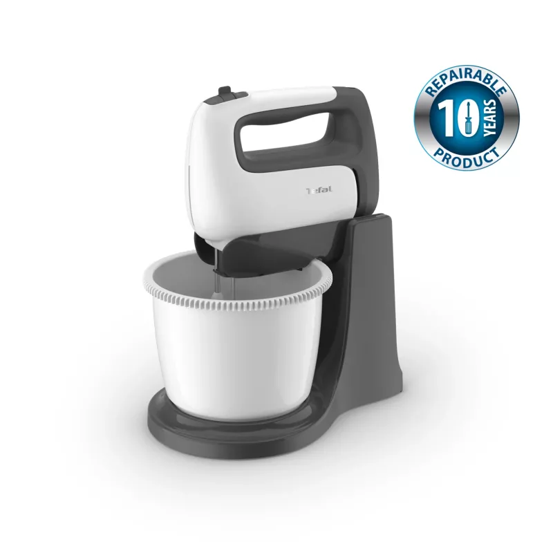 Batedeira manual Tefal PrepMix+ HT464138 com taça de suporte 500 W cinzento/branco
