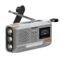 Rádio portátil de manivela Marmitek RESQ 100 — DAB/DAB+/FM, 3 W, LCD, USB‑C, jack de 3,5 mm, cinzento-claro