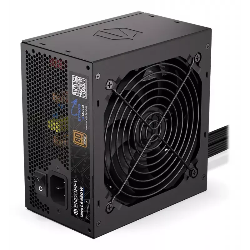 Fonte de alimentação ENDORFY Vero L6 650 W ATX 24-Pin, 80 PLUS Bronze, ventoinha de 120 mm, preto