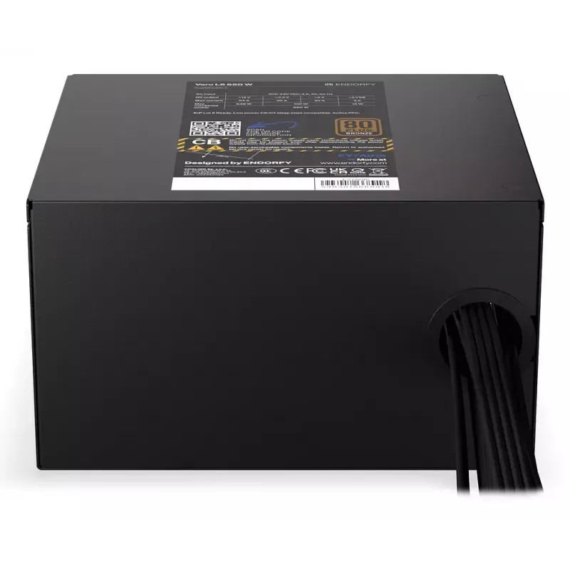 Fonte de alimentação ENDORFY Vero L6 650 W ATX 24-Pin, 80 PLUS Bronze, ventoinha de 120 mm, preto