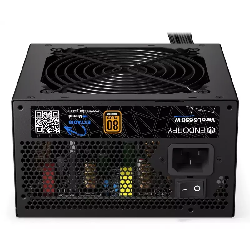 Fonte de alimentação ENDORFY Vero L6 650 W ATX 24-Pin, 80 PLUS Bronze, ventoinha de 120 mm, preto
