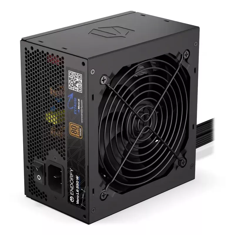 Fonte de alimentação ENDORFY Vero L6 550 W ATX 24-Pin 80 PLUS Bronze, ventoinha de 120 mm, preto