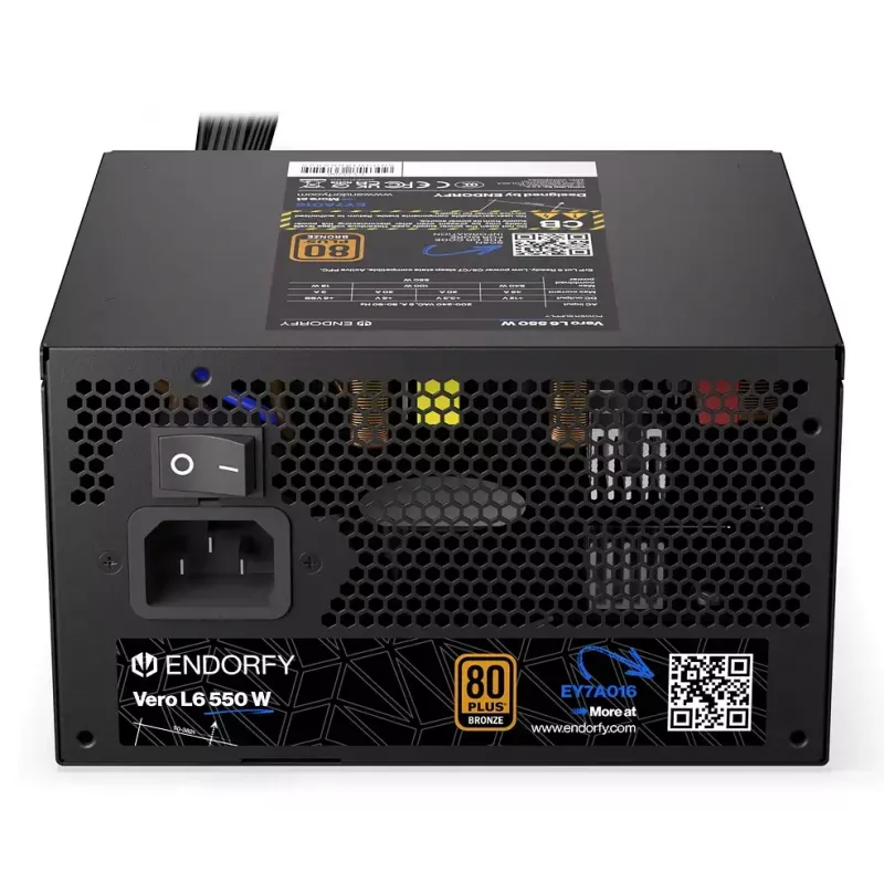 Fonte de alimentação ENDORFY Vero L6 550 W ATX 24-Pin 80 PLUS Bronze, ventoinha de 120 mm, preto