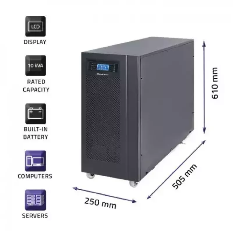 UPS Qoltec 53044 Online dupla conversão 10 kVA 8000 W