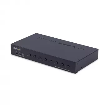 StarTech.com Comutador KVM HDMI de 8 portas com kit de montagem em rack 1U, 4K 60Hz HDMI 2.0, comutação por botão e tecla de atalho, hub USB de 4 portas, independente do sistema operativo, compatível com TAA