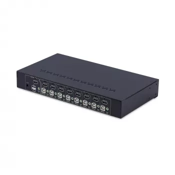 StarTech.com Comutador KVM HDMI de 8 portas com kit de montagem em rack 1U, 4K 60Hz HDMI 2.0, comutação por botão e tecla de atalho, hub USB de 4 portas, independente do sistema operativo, compatível com TAA