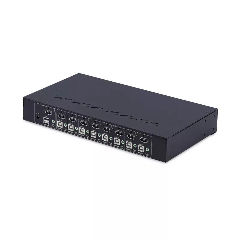 StarTech.com Comutador KVM HDMI de 8 portas com kit de montagem em rack 1U, 4K 60Hz HDMI 2.0, comutação por botão e tecla de atalho, hub USB de 4 portas, independente do sistema operativo, compatível com TAA